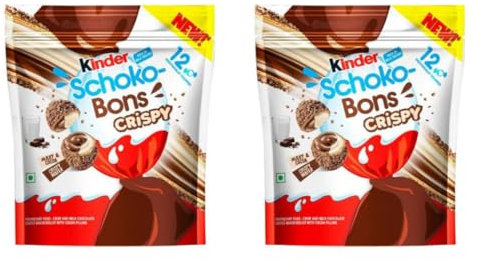 2er Set Kinder Crispy Schoko Bons - Mittel 2x67g - Knuspriger Schokoriegel mit cremiger Schokoladenfüllung