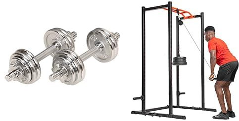 Sunny Health & Fitness 15KG Hantelset NO. 014 + LAT-Pull-Down-Aufsatz SF-XFA006