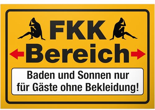 DankeDir! FKK Bereich - Schild 30 x 20 cm - Türschild Geburtstagsgeschenk Spruchschild Pool Freie Körperkultur lustiger Spruch - Kollegen Freunde Party Deko Geschenk Partydeko Geschenkidee