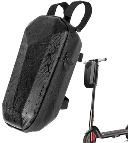 Pzuryhg Elektro-Scooter-Tasche, 4 l wasserdichte Lenkertasche für Roller und Fahrrad, Schwarz, Eva-Material, Einstellbarer Gurt, Lenkermontage, Universal Passend