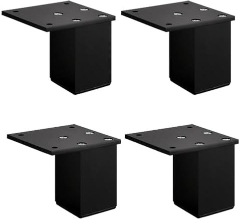 YJRZYQKXKL Pieds de Meuble Noir, Lot de 4 Réglable Pattes de Meuble Carré Aluminum Alloy | Finition en Anodisé Pieds de Table Hauteur: 3-40cm Pieds de Canapé Pieds de Table Basse-5cm/2
