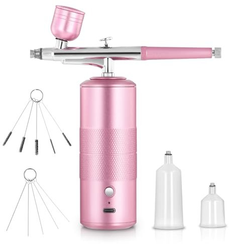 Aofesel Pistola de aerógrafo portátil de mano, recargable, mini aerógrafo con compresor, perfecto para maquillaje, graffiti, tatuajes, uñas, pintura facial, pintura artística, decoración de pasteles