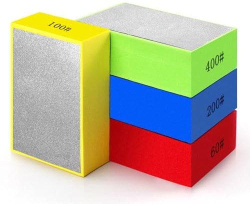 4 Pcs Blocchi Abrasivi Diamantati,Blocchi Abrasivi per Macinare il Calcestruzzo,Spugna Carta Vetrata per Lucidare Marmo per Piastrelle Ceramica Granito Marmo Vetro Rettifica Grana 60# 100# 200# 400#