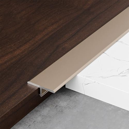 Raouoae Übergangsprofil 3 Stück*90cm Übergangsschiene Aluminium-T-Profil Arbeitsplatten Verbindungsschiene Übergangsleiste Laminat for Verbinden Von Böden Gleicher Höhe(Roségold,Breite 10 mm)