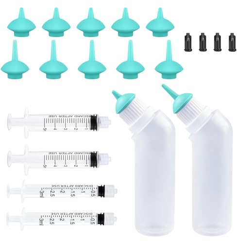 20PCS Pet Nursing Bottle with Green Replacement Mini Nipple Feeding Bottle, Feeding Kit for Kittens Puppiesfor Newborn Kittens, Puppies, Small Animals, ﻿