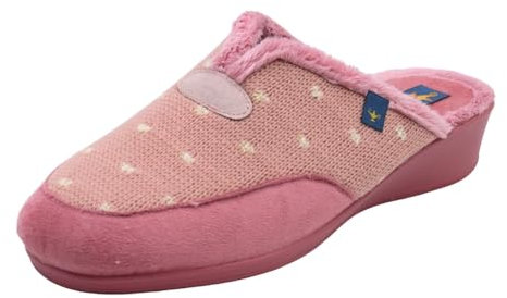 Aladinas - Zapatillas para casa/hogar Bordadas con Suela en Cuña y talón Descubierto para Mujer, Color Rosa Lona Mujer Color: Maquillaje Talla: 39