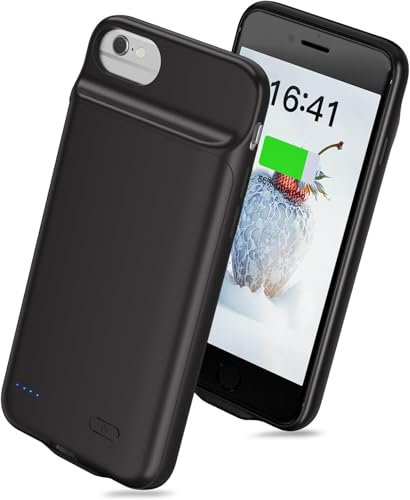Battery Case for iPhone 6/6S/7/8,New Upgrade High Capacity Rechargeable Extended Battery Pack Charging Case, Protective Portable Smart Backup Charger Cover for iPhone 6/6S/7/8(1 Pack) Black