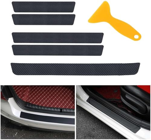 XoeLLe 5 Stück Ladekantenschutz Kofferraum mit Schaber, Ladekantenschutz, Selbstklebend Stoßstangenschutz, Einstiegsleisten Schutz, Steinschlagschutzfolie, Lackschutzfolie für Stoßstange, Türschwelle