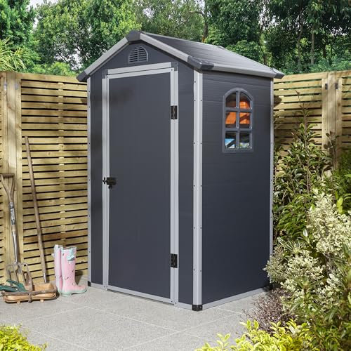 Rowlinson Airevale 4X3 Plastic Apex Shed Dark Grey with Foundation Kit