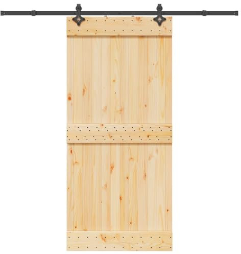 vidaXL Puerta corredera con herrajes madera maciza de pino 95x210 cm