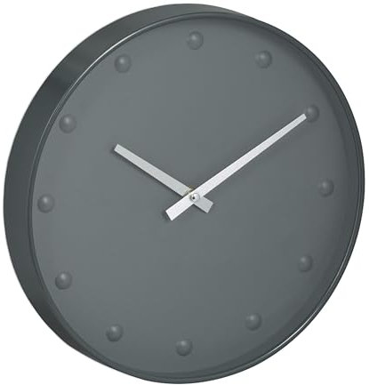 Relaxdays Wanduhr, Moderne Uhr, Stunden- & Minutenzeiger, Ø 30 cm, Wohnzimmer Küche, Büro, analoge Zimmeruhr, grau