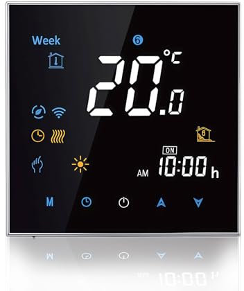 Caslant 3000 Série Wi-FI Thermostat - Thermostat de Programmation à écran Tactile pour Chauffage ou Climatisation - Télécommande pour Téléphone Portable Compatible avec Alexa, Google Home et IFTTT