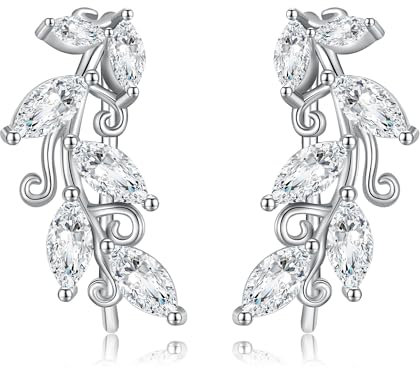 DAYLINLOVE Ohr Kletterer Ohrringe für Frauen 925 Sterling Silber Blatt Ohr Crawler Ohrringe Geburtstag Schmuck Geschenke Freund