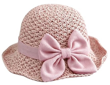 KABAKE Sombrero de paja para mujer, plegable, borde ancho, gorras de sol de playa, gorra de cubo con lazo para niñas