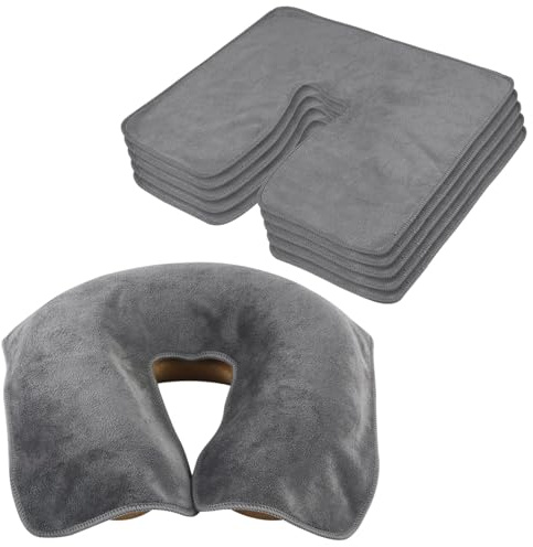SINLAND Microfiber Reusable Face Cradle Covers, Grey, 5 Pack | Large Size Luxurious Ultra Soft,Non-Stick Massage Headrest Cover,Suitable for Any Massage Tables and Massage Chair