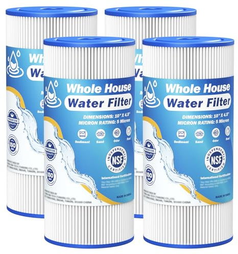 Wasserfilter für das ganze Haus, 5 Mikron, 25,4 x 11,4 cm, kompatibel mit GE FXHSC, GXWH40L, Klempner W50PEHD, Culligan R50-BBSA, Pentek R50-BB, W10-PR, DuPont WFHDC3001, W50PEHD, High Flow