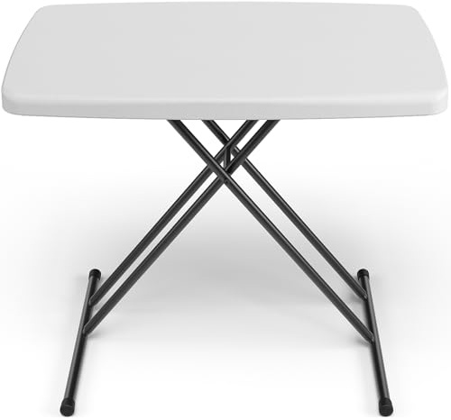 Make Changes Folding Table 30 - Small Desk Height Adjustable TV Tray for Laptop Couch Camping - Heavy Duty Folding Table for Small Spaces, No Assembly Required