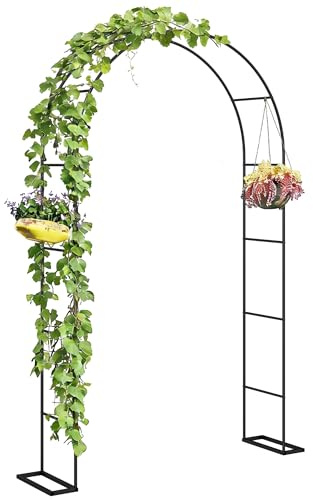 Outsunny Arche de Jardin, Arche Jardin 2 Bases, 145x39x237cm, Noir