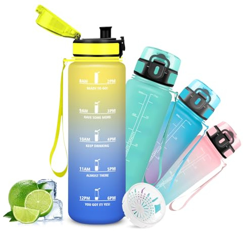 Mujigaga Borraccia, 500ml Borraccia Bambini, Senza Perdite, Borraccie Motivazionale, Facile da Trasportare, Borracce con Chiusura di Sicurezza, Borracce per Ragazzi, Scuole, Pesca, Nuoto
