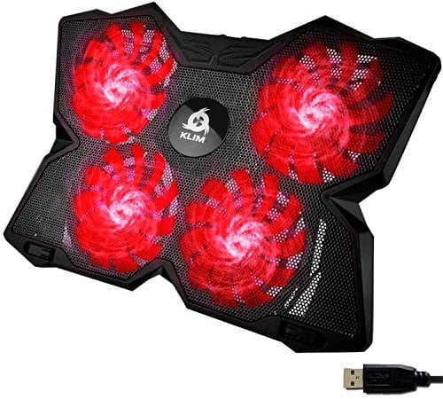 KLIM Wind - Laptop Cooling Pad - The Most Powerful Rapid Action Cooling Fan - Laptop Stand with 4 Cooling Fans at 1200 RPM - USB Fan - Compatible - Black