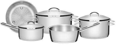 Tramontina Set de Ollas de Cocina de Acero Inoxidable con Fondo Triple Solar 5 Piezas
