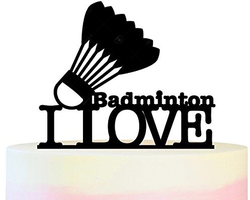 I Love Badminton Party Wedding Birthday Acrylic Cake Topper Cupcake Toppers Decor Set 11 pcs