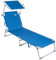 Casaria® Sonnenliege Klappbar Wetterfest Alu Gartenliege Mit Dach 150kg Belastbar Seitentasche Tragegriff Liegestuhl Relaxliege Garten Strand Blau