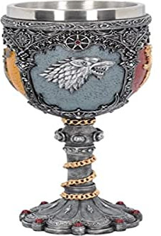 Nemesis Now Sigil Goblet 18cm Game of Thrones, Resin w/Stainless Steel Insert, Silver, 1 Count (Pack of 1)