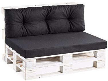 Gutekissen® Palettenkissen Palettenauflagen PPF (Eckkissen 60x40 gesteppt, Schwarz)