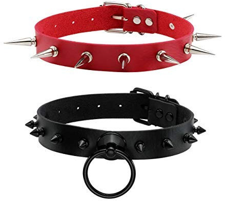 Manfnee Punk Gothic Collar Halsband PU Leder O-Ring Spike Niet Halskette Männer Frauen verstellbar