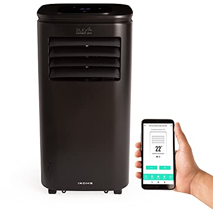 CREATE/SILKAIR CONNECT PRO/Climatizador portátil 4 en 1 con bomba de calor negro/WiFi, 9000 BTU, temporizador, modo sleep, incluye kit de extracción de aire, deshumifica hasta 24l, 1010W