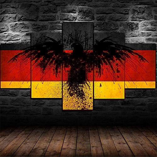 104Tdfc Bilder XXL 5 Teile wandbild leinwand Kunstdrucke leinwandbilder Deutschland-Flagge Deutschlandflagge Bundesadler- 5 TLG Creative Gift Poster Artwork Leinwandbilder für Wohnkultur