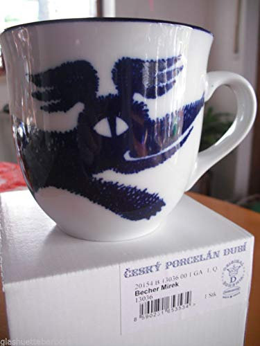 Zwiebelmuster Bohemia Orig. Porzellan Haferl Becher Hund entworfen von M. Oliva