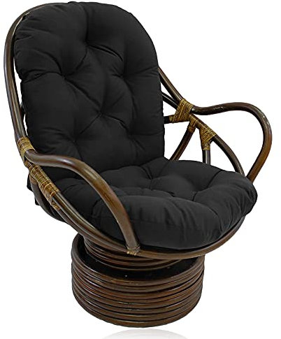 Drehbares Schaukelkissen, Papasansessel Kissen, Papasan Stuhlkissen, Wasserdichtes Schaukelkissen Rattan, für Garten Wohnzimmer Balkon Büro, Kein Stuhl,Schwarz