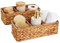 Paniers en Jacinthe d'Eau, Lot de 2 Paniers de Rangement Rectangulaires avec 3 Compartiments pour Salle de Bain, 36,5 x 15 x 11 cm