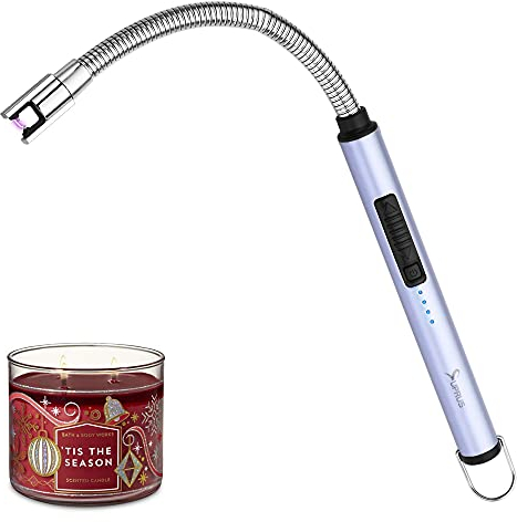 SUPRUS Candle Lighter Electric Flameless Lighter Rechargeable USB lighter With Safe Button (Blue)