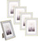 EUGAD Bilderrahmen 30x40 cm 5 er Set, Kunststoff Fotorahmen mit Passepartout, Glasscheibe Fotogalerie Bilderrahmen College, Geschenk für Familie Freunde, Weiß+Gold