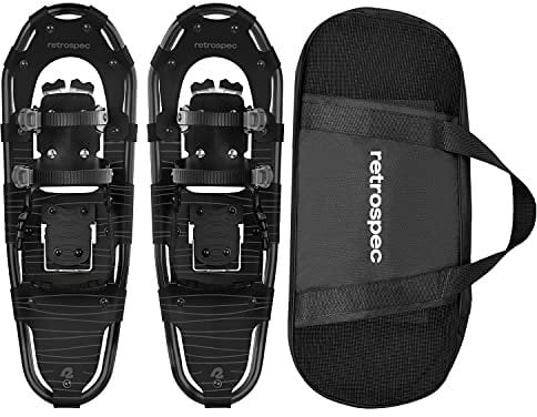 Retrospec Drifter,Raqueta de Nieve para Hombres y Mujeres,Zapatos de Nieve Ligeros para Todo Terreno con levantadores de talón y Sistema de pivote,30 Pulgadas Black Ice