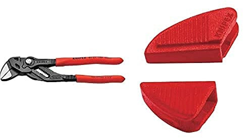 Knipex Pliers Wrench Pliers and a Wrench in a Single Tool Grey atramentized, Plastic Coated 180 mm 86 01 180 & Knipex Protective Jaws for 86 XX 180 3 Pairs 86 09 180 V01