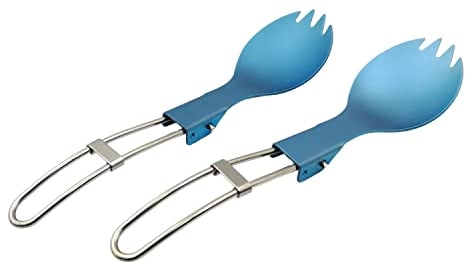RISON-Titanium Folding Spork Ultra Light and Premium Quality Camping Blue Spork Folding Handle for Camping Backpacking Hiking Fishing or any other Outdoor Activities