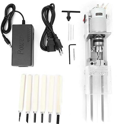 Tyenaza Mini tornio per Perline, 12-24 V Fai-da-Te per la Lavorazione del Legno tornio per Legno Fresa, 4000-8000 Giri/min tornio rettifica lucidatura Trapano Strumento(220V)