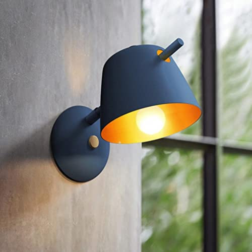 sxysxysxy Wandlampen Modern Nordic Wandleuchte innen Minimalismus Metall Wandleuchte Art Deko Wandbeleuchtung Nachttischlampe Schlafzimmer Wohnzimmer Loft Studieren Treppen E27 22 * 28cm,Blau