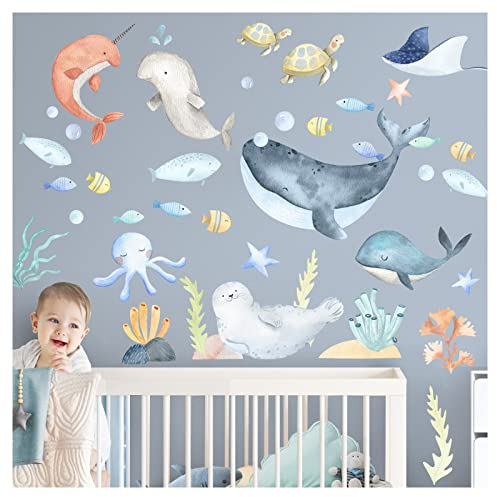 Grandora XXL Wandsticker Unterwasserwelt Wandtattoo Ozean Meerestiere Kinderzimmer Babyzimmer Wandaufkleber Deko DL866-2