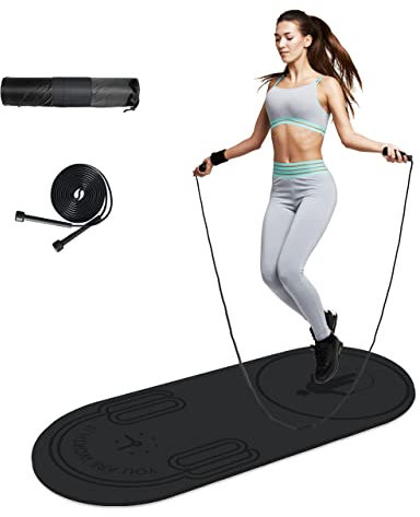 LaiEr Tapis de corde à sauter, 140 x 62 x 8 mm tapis d'exercice de fitness, protection des genoux, absorption des chocs, tapis de corde à sauter, antidérapant, pour la maison et la salle de sport