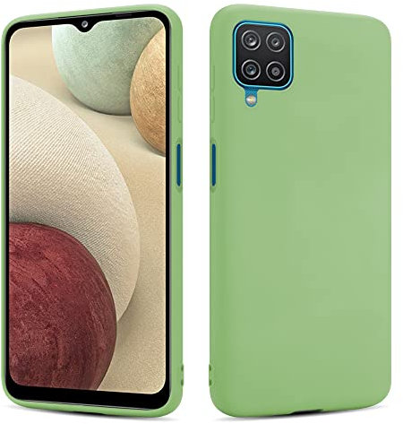 SHAANS Case For Samsung Galaxy A12 TPU Silicone Rubber Phone Case Soft Matt Finish (Green)