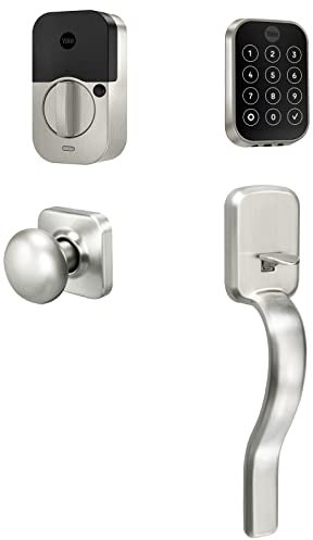 Yale Assure Lock 2 Touchscreen ohne Schlüssel mit WLAN für Haustür und Ridgefield-Griff aus satiniertem Nickel