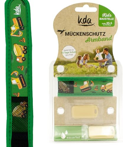 kda Mückenschutzarmbänder für Kinder - Sicherer Mückenschutz - Baustelle & Hund/Katze Design - Nylon (Baustelle) Camping Urlaub Sommer Anti Mücke Schultüte