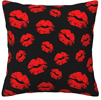 Dekoratives Dekokissen, süßes Kuss-Kissen mit roten Lippen, 45,7 x 45,7 cm, luxuriöses Dekokissen für Couch, Schlafsofa