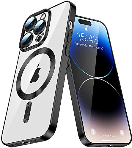 QIWEIQING Magnetic Clear for iPhone X Case with MagSafe Cover Silicone Cover Slim Thin [Non-Yellowing] Anti-Fingerprint Scratch Wireless Charging Phone Case for iPhone X/XS. Black YIX