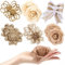 INLAZYTIM Sackleinen Blumen Set, 12PCS Handgefertigte Jute Blumen Sackleinen Spitze Blumen Rustikale Spitze Rose Blume für DIY Basteln,Hochzeit Dekorationen